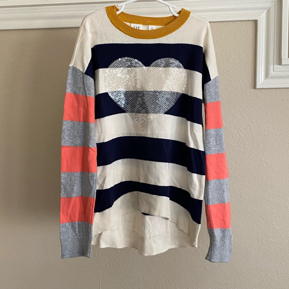 Girls Gap Kids Sequin Heart Sweater
